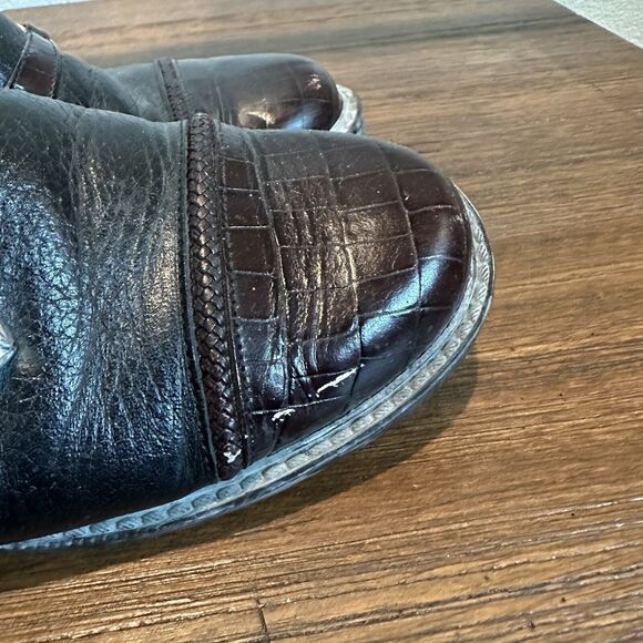 Brighton Kelsey Black/Brown Leather Slip On Mules Size 7N - Picture 3 of 8